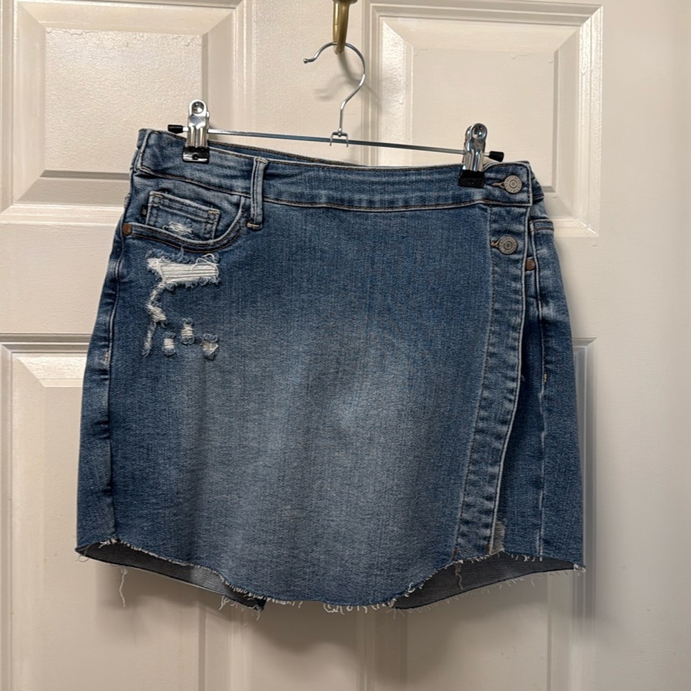 Judy Blue Wrap Asymmetrical Mini Skirt Blue Casual